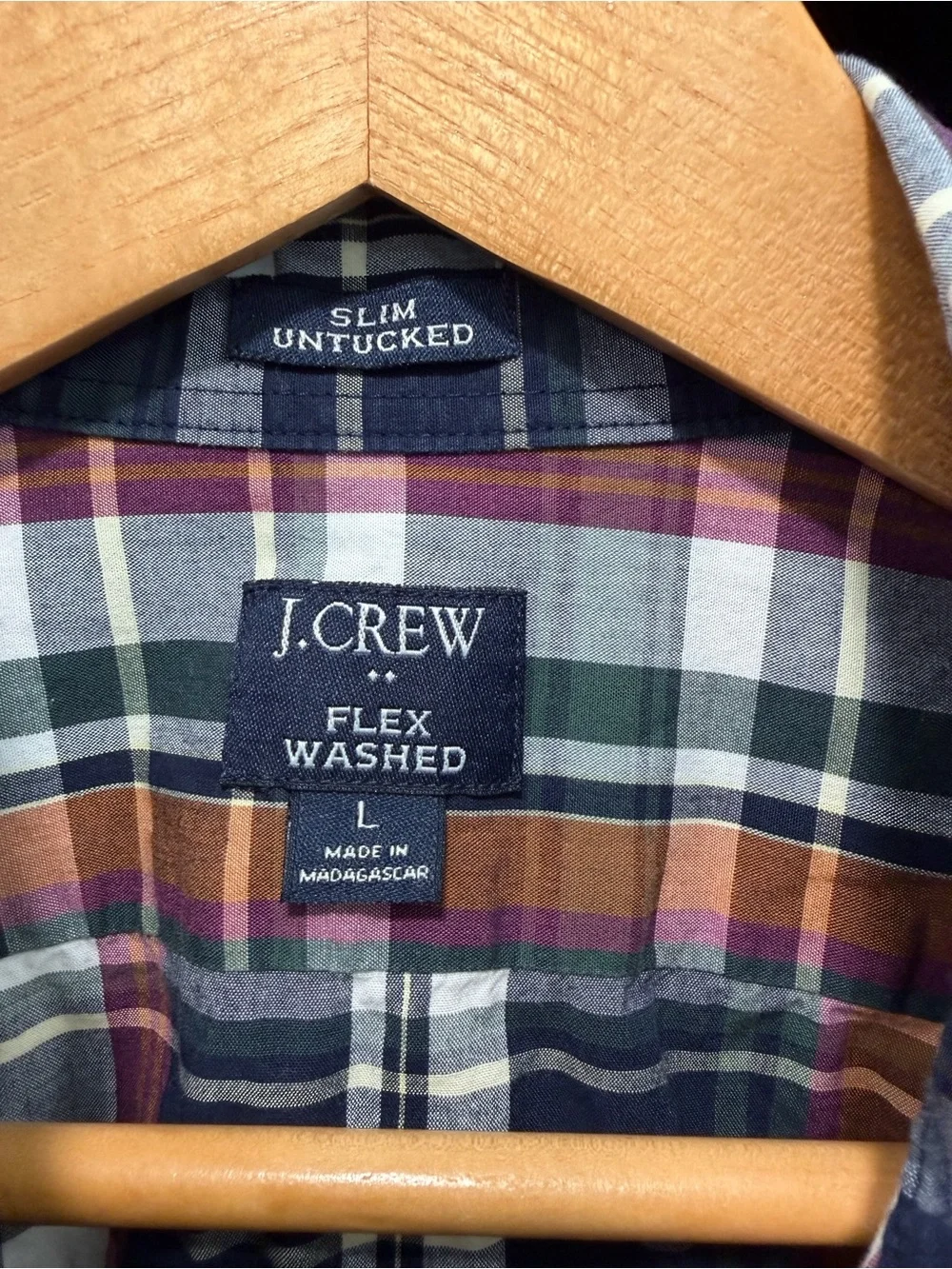 J. Crew Navy Green Orange Plaid Button-Down Shirt